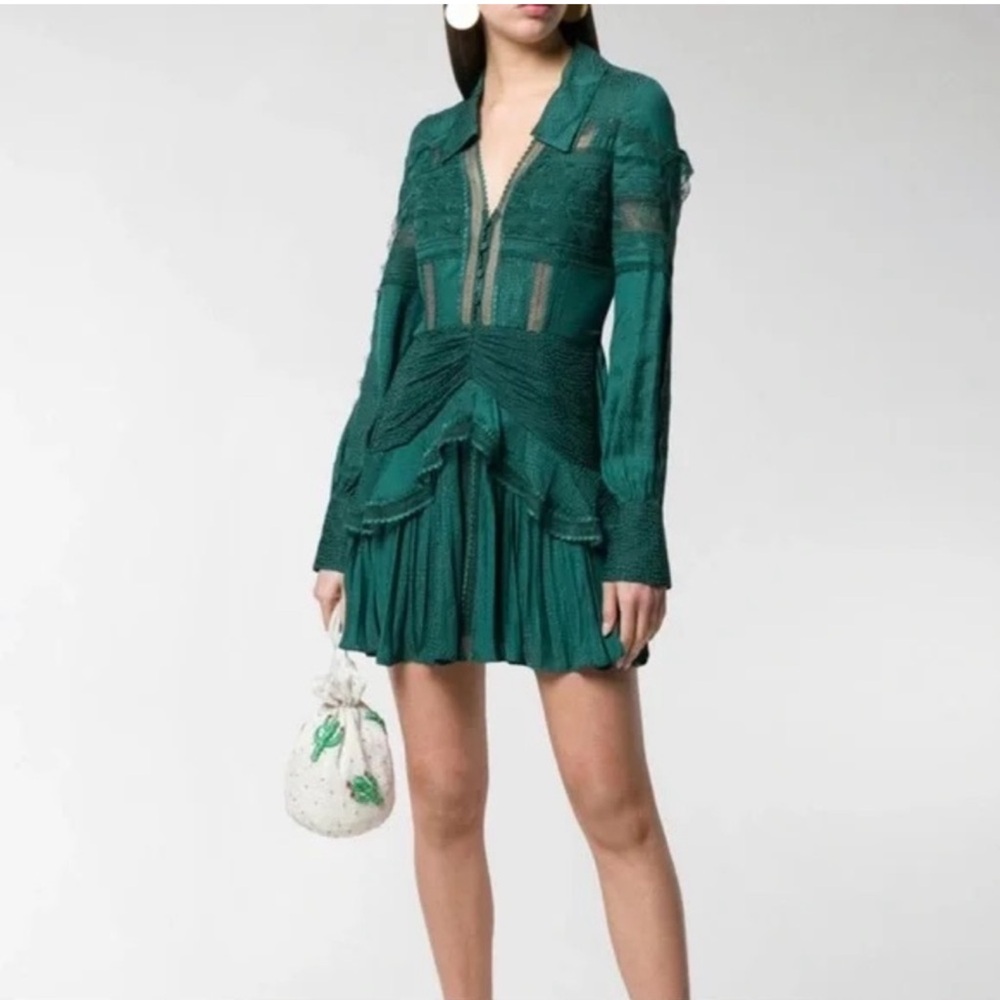 NEW Self portrait green lace dress size US4/S - Picture 2 of 11